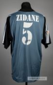 Zinedine Zidane signed grey Real Madrid no.5 jersey, La Liga season 2001-02, Adidas, short-sleeved