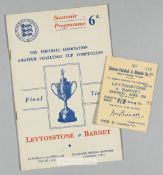 Programme and ticket for the F.A.  Amateur Cup Final between Leytonstone and Barnet played at