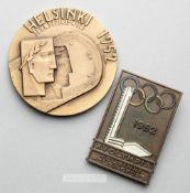 Helsinki 1952 Olympic Games participant's medal, designed by K Rasanen, bronze, obverse with