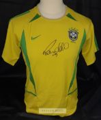 Brazil 2002 World Cup replica winning jersey signed by the mercurial Ronaldo De Lima, dubbed “The