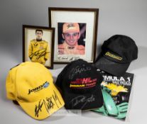 Signed Formula 1 memorabilia, comprising black Jordan Honda DHL cap signed in silver marker pen by