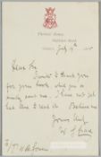 Cricketer W.G. Grace signed manuscript letter on Thrissell House letterhead, dated 19th July 1885,