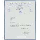 Leeds United letter signed by manager Don Revie, 16th September 1968, on embossed letterhead