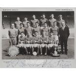 Manchester United 1964-65 League Champions b & w squad photograph, signed to lower white border by
