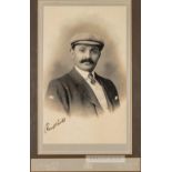 Signed b&w photograph of portrait of cricketer K.S. Ranjitsinhji, posed in a studio setting