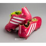 Arsenal and Poland's Lukasz Fabianski signed Adidas Predator football boots, pink and white football