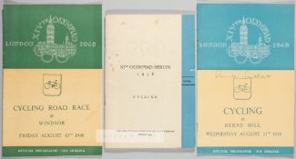 Berlin 1936 Olympic Games Cycling general rules and regulations booklet, 38-page with cover embossed