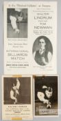 BILLIARDS - Walter Lindrum signed, inscribed and dedicated postcard, plus two items of Billiards