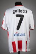Luciano Galletti red and white Olympiacos FC no.7 home jersey, season 2008-09, Puma, short-sleeved