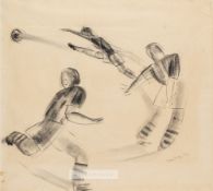 Sonia Miller (British) pair of sketches for a football match at Portsmouth, circa 1953, the first