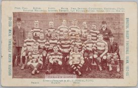 BRISTOL RUGBY FOOTBALL TEAM 1892-93 PAPERWEIGHT CABINET CARD PHOTOGRAPH Bristol Football Club was