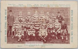 BRISTOL RUGBY FOOTBALL TEAM 1892-93 PAPERWEIGHT CABINET CARD PHOTOGRAPH Bristol Football Club was