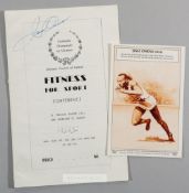 Jesse Owens signed Olympic Council of Ireland Fitness for Sport Conference booklet, held in Dublin