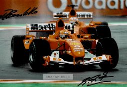 Michael Schumacher (Germany) and Rubens Barrichello (Brazil) Ferrari Legends dual signed metallic