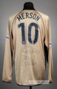 Paul Merson signed gold Portsmouth FC No.10 match-worn away jersey from the promotion to the
