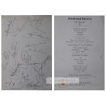 Liverpool FC autographed 1970s British Rail Breakfast Service menu, signed on a match day when the