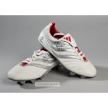 David Beckham signed pair of white and red Adidas Traxion Champions league football boots, both