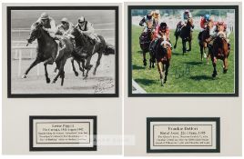 Three signed horse racing legends individual photographs,  comprising Lester Piggott signed b & w