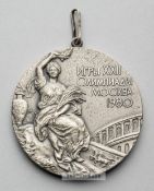 Moscow 1980 Olympic Games silver second prize medal for equestrianism,  designed by Ilya Postol,
