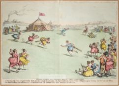 After Thomas Rowlandson RURAL SPORTS OR A CRICKET MATCH EXTRAORDINARY hand coloured etching