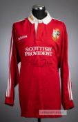 Martin Johnson signed British Lions South Africa 1997 Tour replica jersey, the red jersey with white