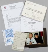 Autographs from the collection of Stan and Elain Mellor, including Thank you cards, Christmas cards,