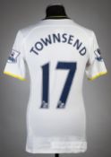 Andros Townsend white Tottenham Hotspur no.17 home jersey, season 2014-15,  Under Armour, short-