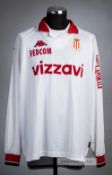 Uliano Courville signed white & red AS Monaco No.26 third choice jersey, season 2000-01, Kappa,