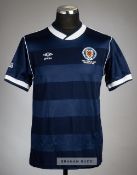 Navy Scotland unnumbered FIFA World Cup Mexico 1986 jersey, Umbro, short-sleeved with SFA