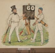 Edwin Alfred Rickards, (British, 1872-1920) "Jubilee Cricket Match", circa 1890s. Pen, ink and