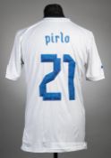 Andrea Pirlo white and blue Italy no.21 jersey from the friendly v Nigeria, at Fulham's Craven