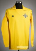 Yellow Northern Ireland goalkeeper's No. 1 jersey worn by Pat Jennings in the Home International