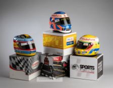 Collection of 13 1:2 scale F1 driver replica helmets, ten in original boxes from different