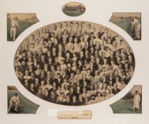 The First Class Cricketers portrait montage of all the leading cricketers of 1893, hand coloured