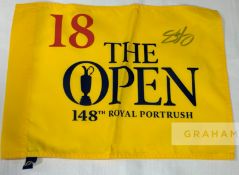 Shane Lowry signed 2019 “The Open” Royal Portrush (winner) yellow pin flag and 2019 “The Open” Royal