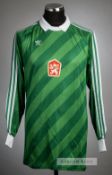 Green Czechoslovakia No.1 goalkeeper's jersey, circa 1980s, Adidas, long-sleeved with padded elbows,