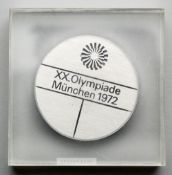 Munich 1972 Olympic Games participant's medal, designed by F. Konig, steel, obverse with Munich