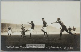 Woolwich Arsenal v Newcastle United at Plumstead, 25th December 1905, b & w postcard, published by