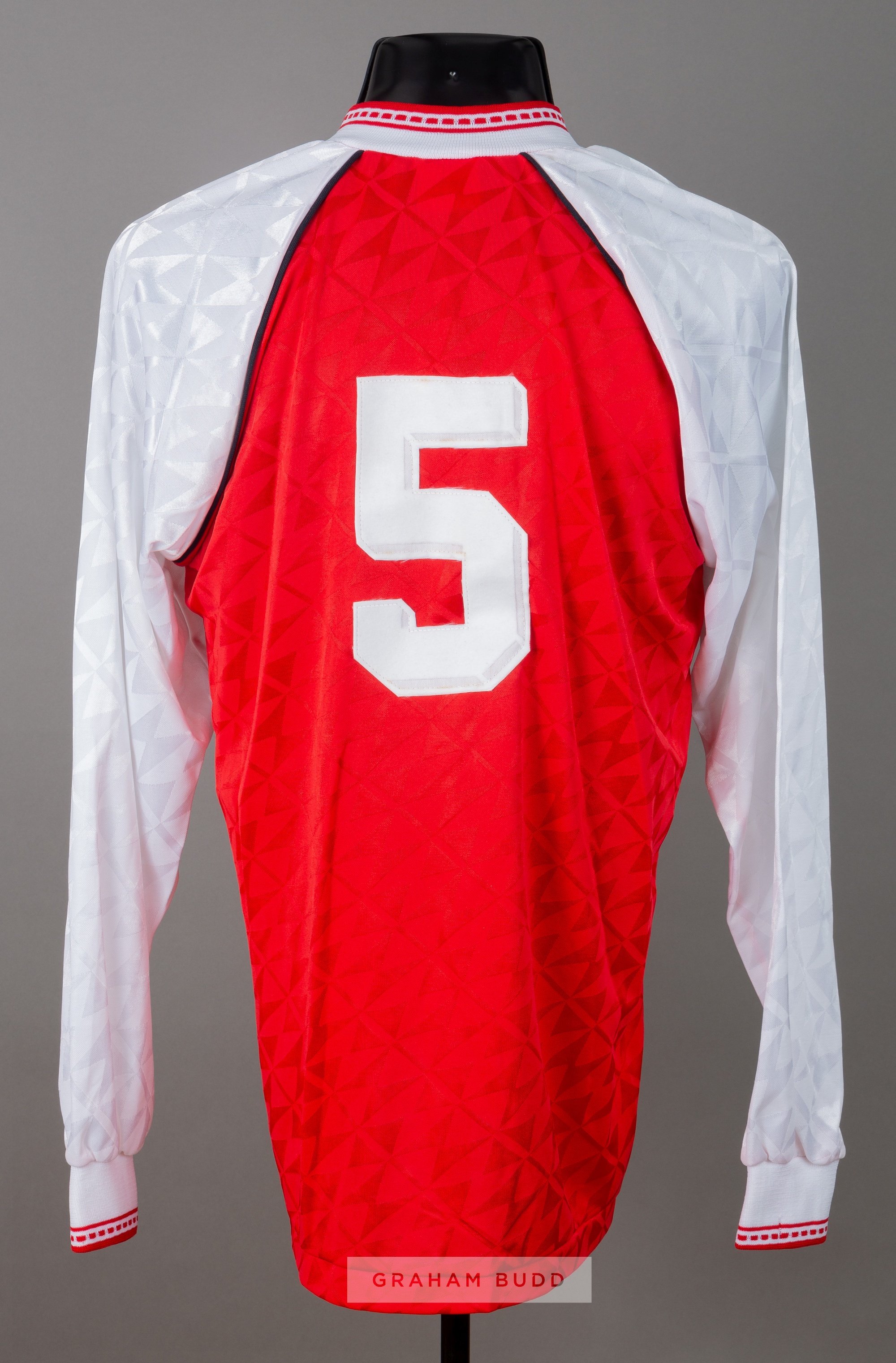 Dougie Lawrie red and white Stirling Albion Second Division Champions no.5 jersey, season 1990-91, - Image 2 of 2