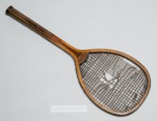 Early tennis racquet "The Whitehouse" by Slazenger and retailed by Goudie & Co of Edinburgh, the