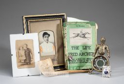 A collection of memorabilia relating to the Victorian jockey Fred Archer, comprising; a cart-de-