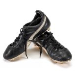 Diego Maradona Argentina Puma black match worn boots, circa 1986, black leather boots with Puma