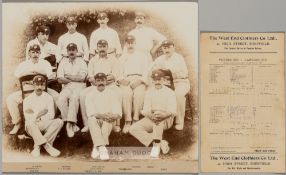 CRICKET - Yorkshire CCC 1900 original photograph, sold with original matchday scorecard for the