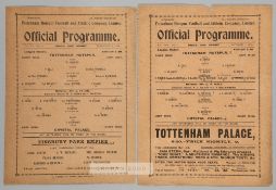 Two Tottenham Hotspur wartime match programmes v Crystal Palace,  comprising v Crystal Palace 2nd