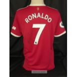 Cristiano Ronaldo CR7 autographed Manchester United 2021-22 home jersey, brand new with adidas