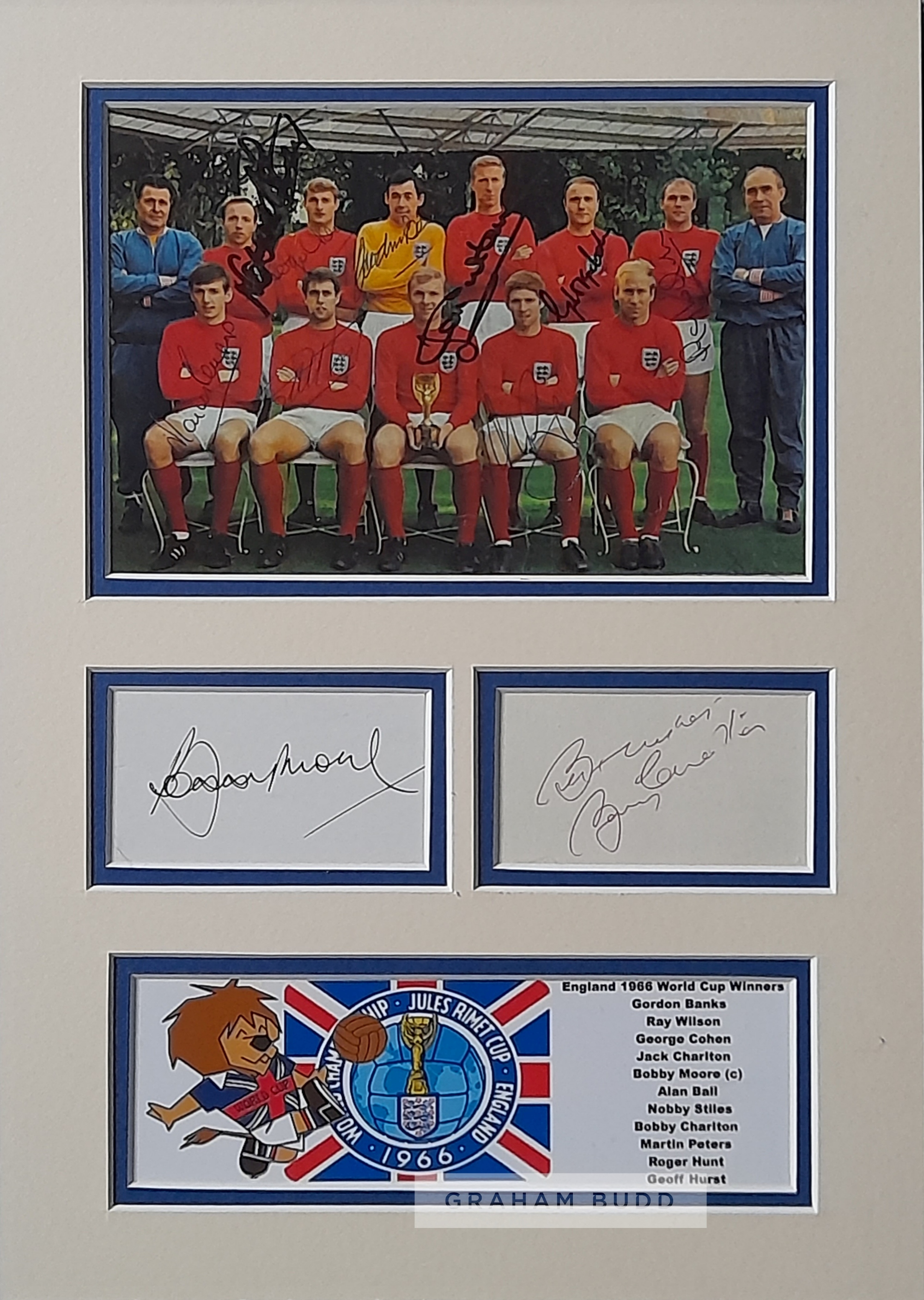 England 1966 World Cup winners mounted display, features team photo hand signed by  Alan Ball, Geoff