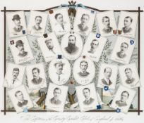 Lithograph The Captains of the County Cricket Clubs of England for 1886, with vignette portraits