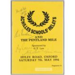 Signed Achilles Schools' Relays and the Pentland Mile programmes, at Iffley Road, Oxford, 7th May