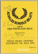 Signed Achilles Schools' Relays and the Pentland Mile programmes, at Iffley Road, Oxford, 7th May