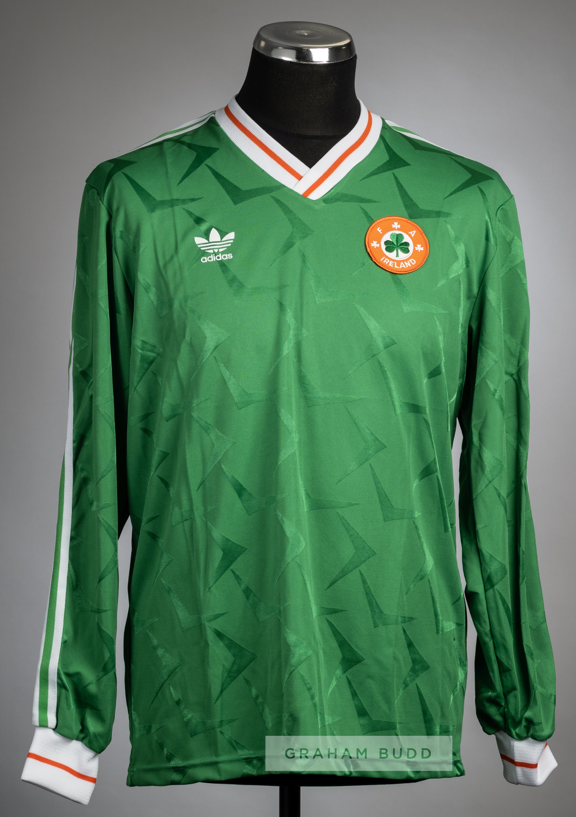 Green Republic of Ireland no.20 jersey v Wales at Racecourse Ground, Wrexham, 6th February 1991,